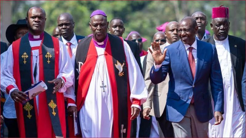 President William Ruto arriving at the consecration of Vitalis Job Ekuru as the 4th Bishop of the ACK Diocese of Katakwa, Busia County.